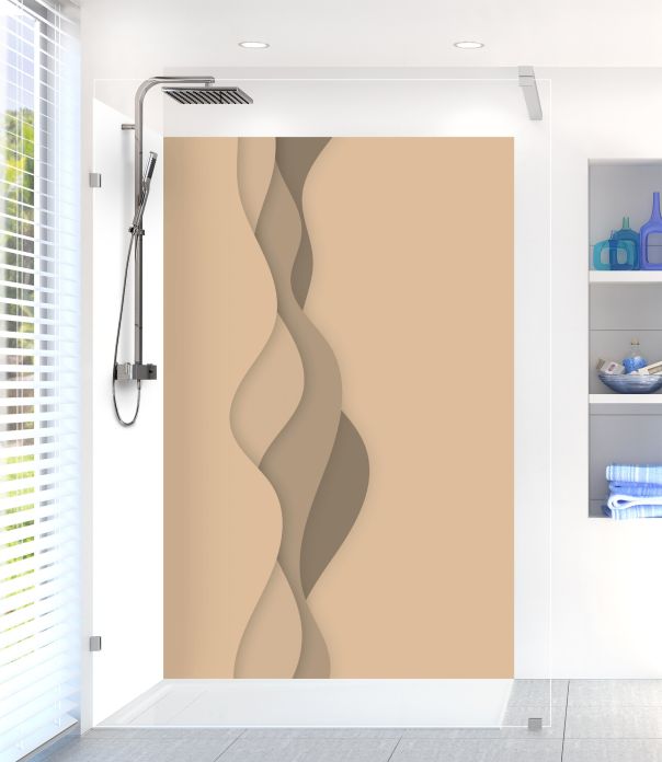 Panneau de douche Vagues couleur Coquille d'oeuf motif inversé