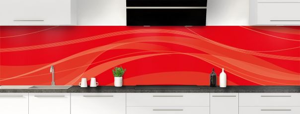 Crédence de cuisine Voilage couleur Rouge vermillon panoramique motif inversé