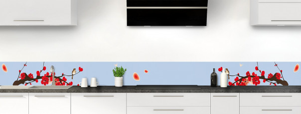 Crédence de cuisine Cerisier japonnais couleur bleu azur dosseret