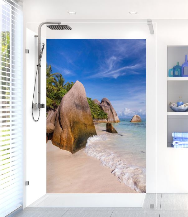 Panneau de douche Entre plage et rocher