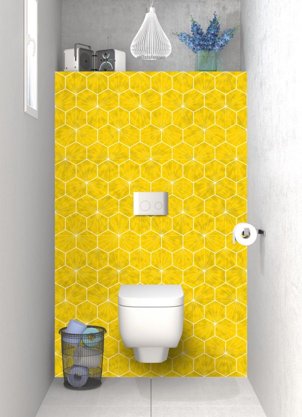 Panneau WC Carreaux de ciment hexagonaux couleur Mimosa