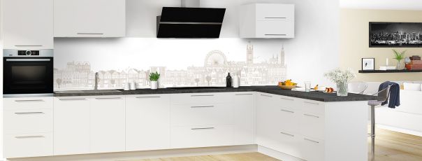 Crédence de cuisine Londres couleur Mulot panoramique motif inversé en perspective