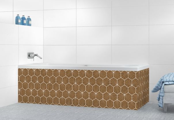 Panneau tablier de bain Carreaux de ciment hexagonaux couleur Cannelle