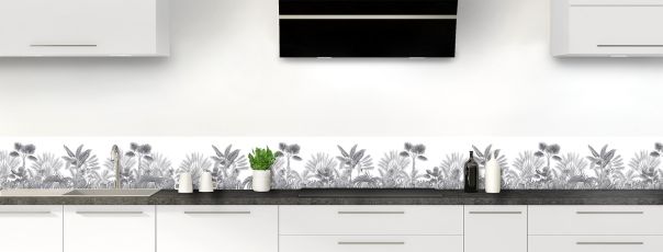 Crédence de cuisine Forêt tropicale couleur Gris anthracite frise motif inversé