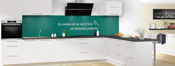 Crédence de cuisine Citation  couleur Vert jade panoramique en perspective