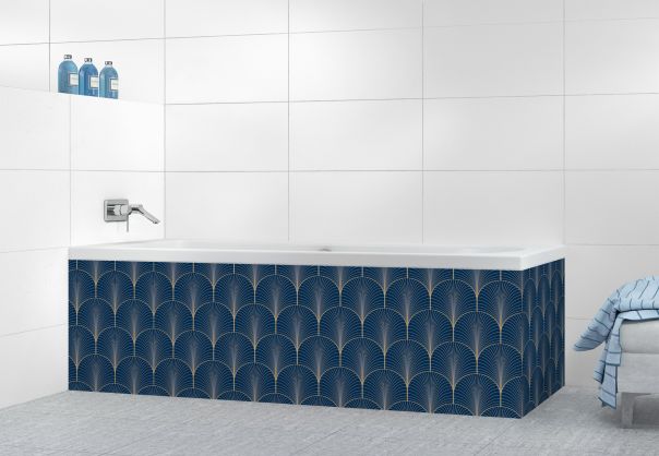 Panneau tablier de bain Seigaihas doré couleur Bleu nuit