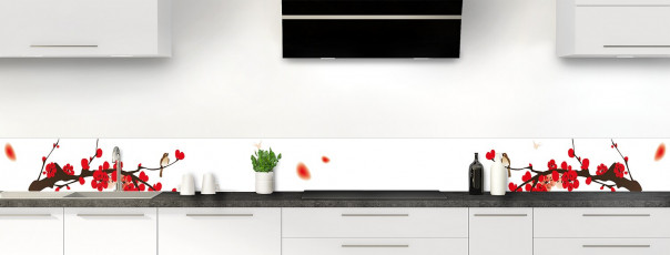 Crédence de cuisine Cerisier japonnais couleur blanc dosseret