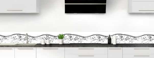 Crédence de cuisine Aqua et bulles Blanc dosseret motif inversé
