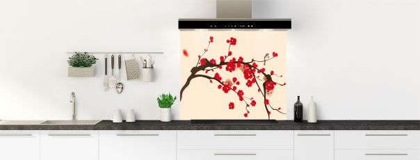 Crédence de cuisine Cerisier japonnais couleur Dune fond de hotte