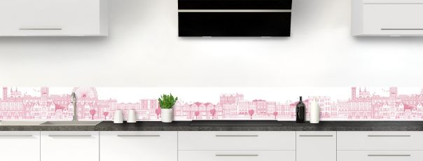 Crédence de cuisine Londres couleur Saphir rose frise