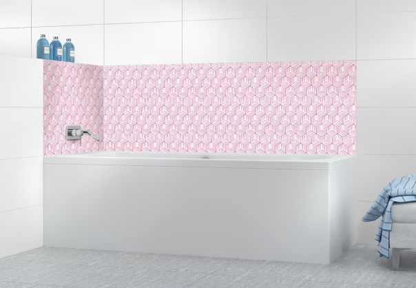 Panneau de bain Cubes rayés  couleur Saphir rose