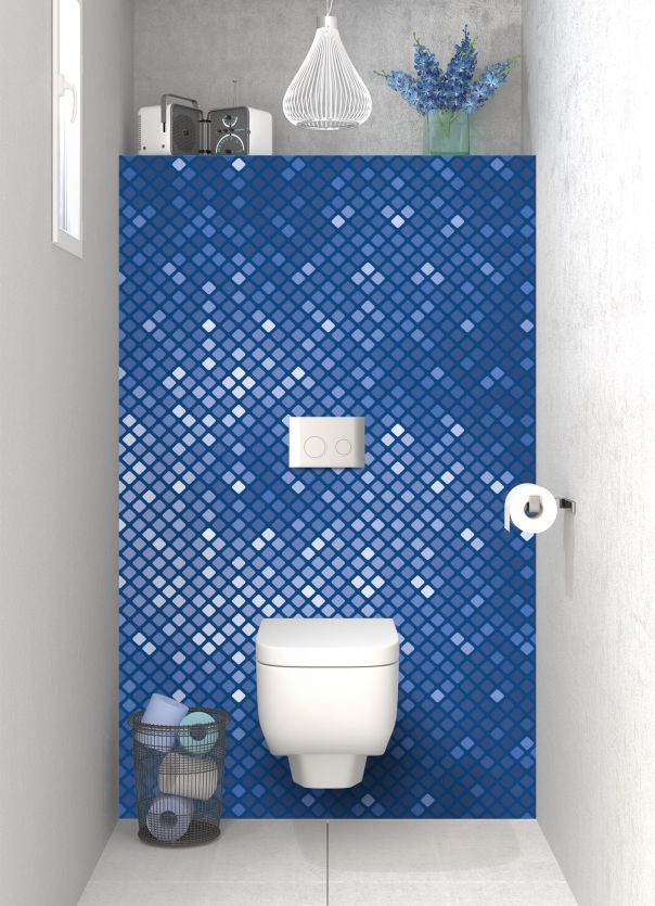 Panneau WC Diamants brillants couleur Bleu électrique motif inversé