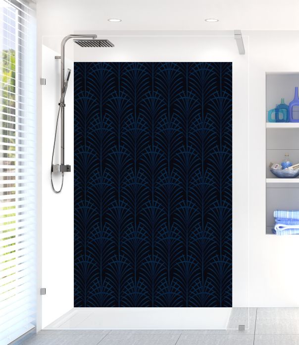 Panneau de douche Feuilles de palme couleur Bleu nuit