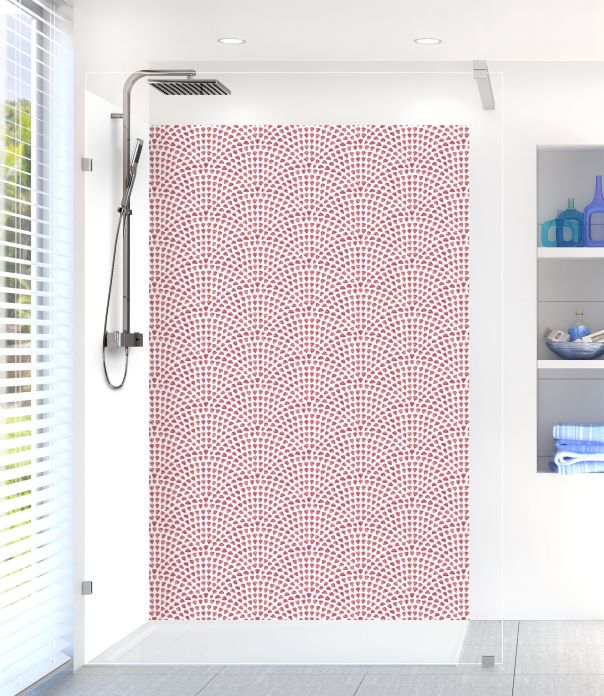 Panneau de douche Mosaïque petits cœurs couleur Rose grenade