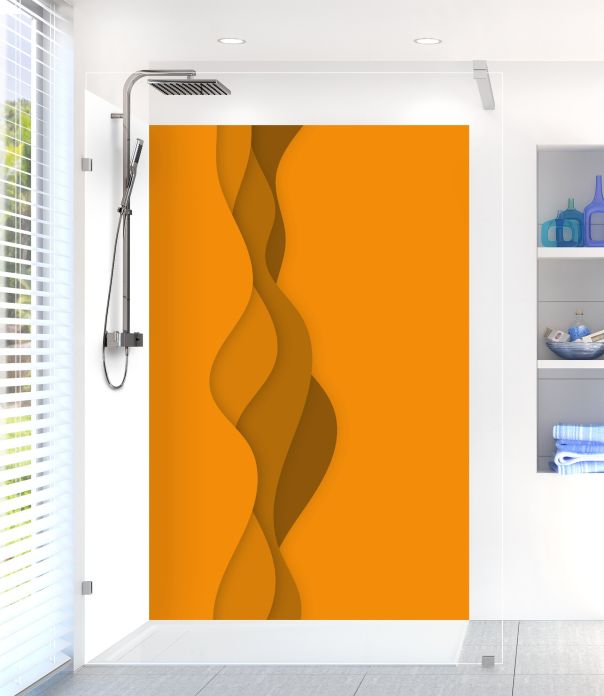 Panneau de douche Vagues couleur Citrouille motif inversé