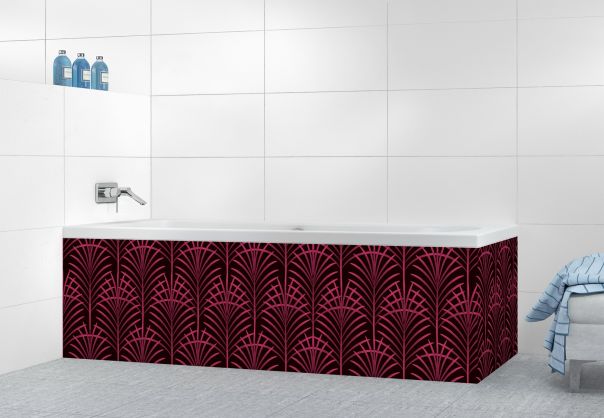Panneau tablier de bain Feuilles de palme couleur Saphir rose