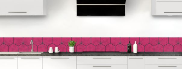 Crédence de cuisine Carreaux de ciment hexagonaux couleur Saphir rose frise