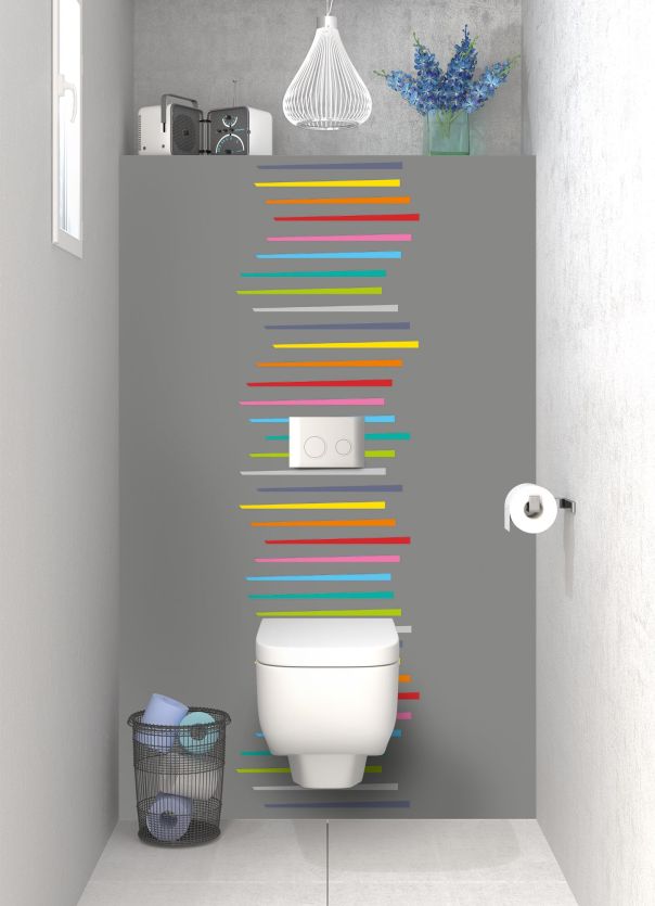 Panneau WC Barres colorées couleur Gris pierre
