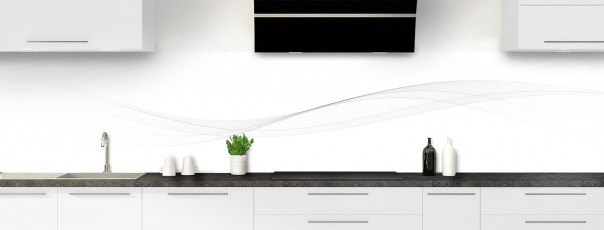 Crédence de cuisine Vague graphique couleur blanc panoramique motif inversé