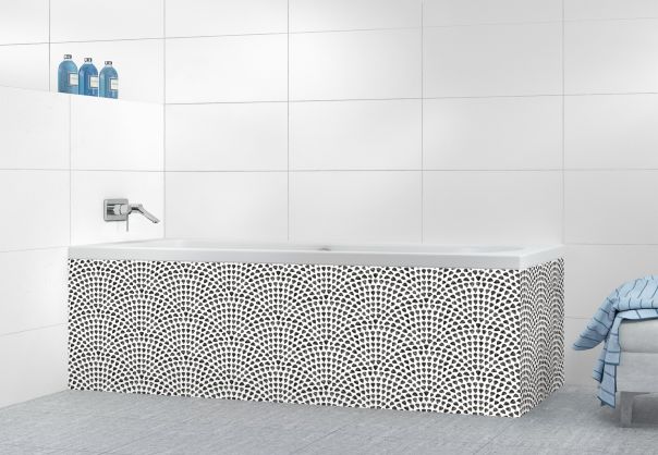 Panneau tablier de bain Mosaïque petits cœurs couleur Noir