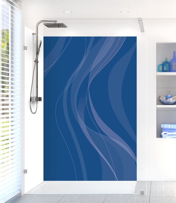 Panneau de douche Voilage couleur Bleu électrique motif inversé