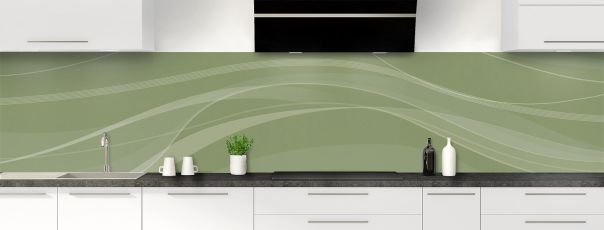 Crédence de cuisine Voilage couleur Vert sauge panoramique motif inversé