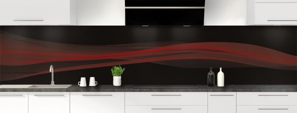 Crédence de cuisine Lignes design couleur Rouge grenat panoramique