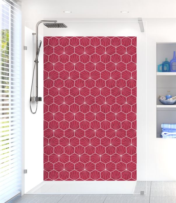 Panneau de douche Carreaux de ciment hexagonaux couleur Rose grenade