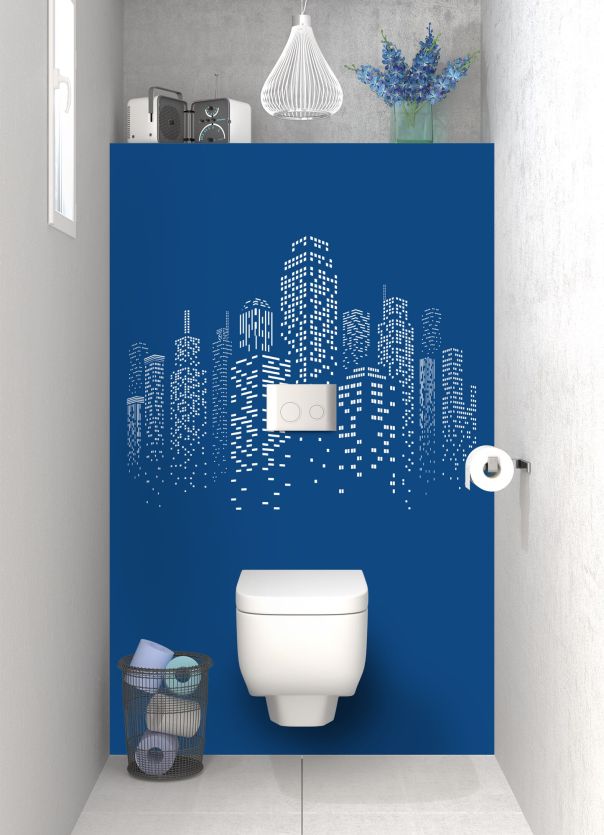 Panneau WC Gratte-ciels couleur Bleu électrique motif inversé