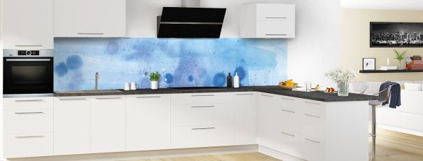 Crédence de cuisine Encre bleue panoramique motif inversé en perspective