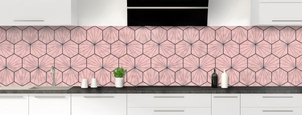 Crédence de cuisine Carreaux de ciment hexagonaux couleur Quartz rose panoramique