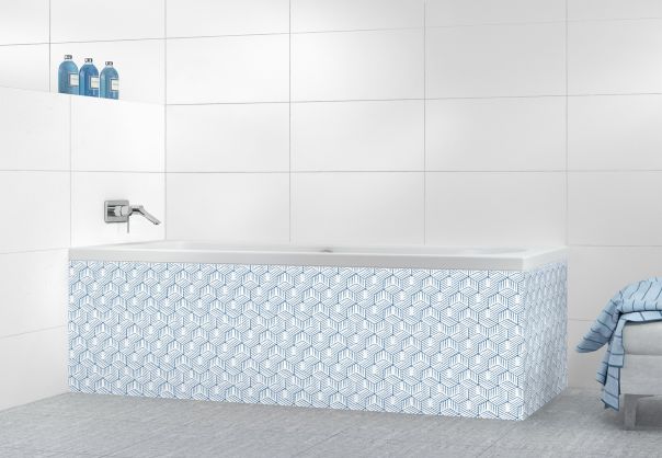 Panneau tablier de bain Cubes rayés  couleur Bleu électrique