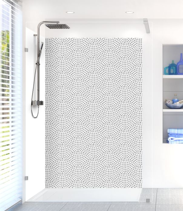 Panneau de douche Mosaïque petits cœurs couleur Gris pierre