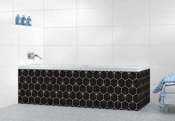 Panneau tablier de bain Carreaux de ciment hexagonaux couleur Noir