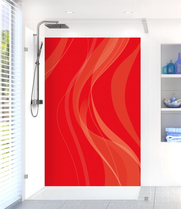 Panneau de douche Voilage couleur Rouge vermillon motif inversé