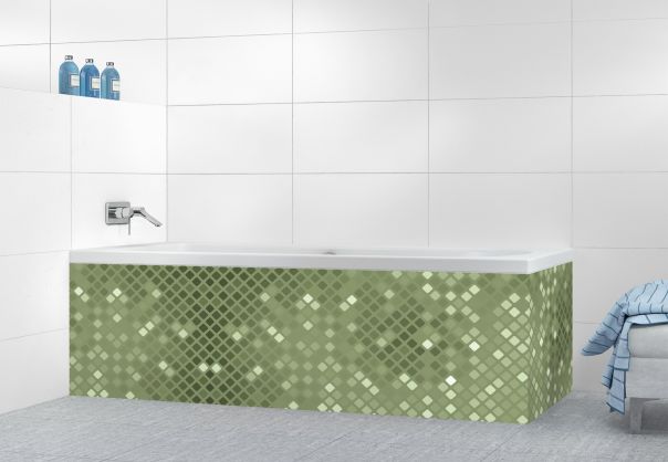 Panneau tablier de bain Diamants brillants couleur Vert sauge motif inversé