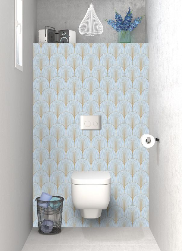 Panneau WC Seigaihas doré couleur Bleu dragée