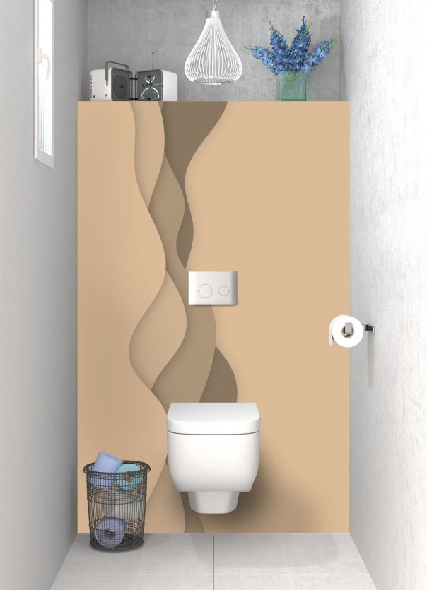 Panneau WC Vagues couleur Coquille d'oeuf motif inversé