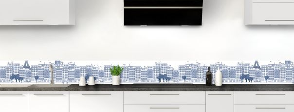 Crédence de cuisine Paris couleur Bleu nuit frise