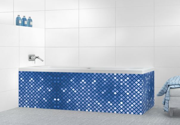 Panneau tablier de bain Diamants brillants couleur Bleu électrique motif inversé