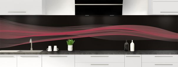Crédence de cuisine Lignes design couleur Rose grenade panoramique
