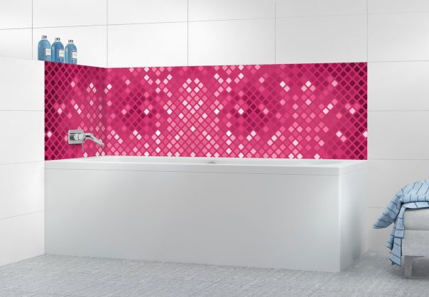 Panneau de bain Diamants brillants couleur Saphir rose motif inversé