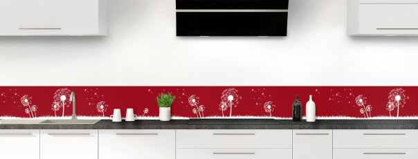 Crédence de cuisine Pissenlit au vent couleur rouge carmin dosseret motif inversé