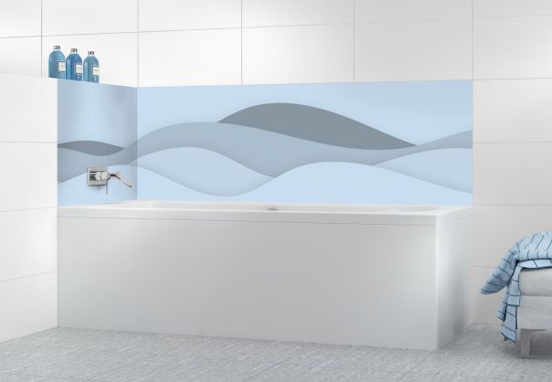 Panneau de bain Vagues couleur Bleu dragée motif inversé