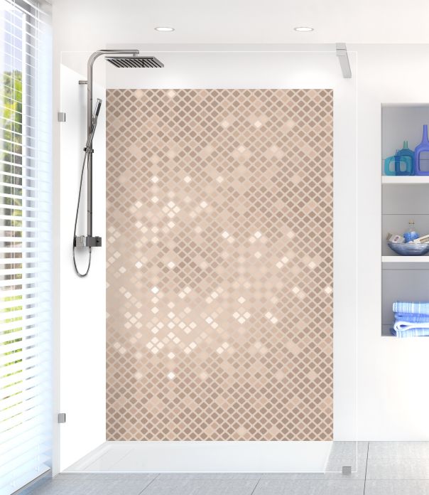 Panneau de douche Diamants brillants couleur Grège motif inversé