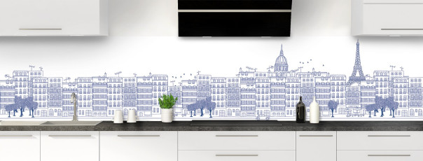 Crédence de cuisine La rue couleur Bleu électrique panoramique motif inversé