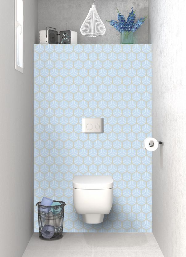 Panneau WC Mailles doré couleur Bleu dragée