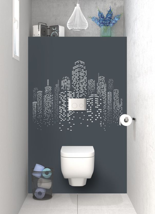 Panneau WC Gratte-ciels couleur Gris anthracite motif inversé