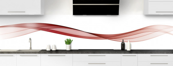 Crédence de cuisine Vague graphique couleur rouge carmin panoramique