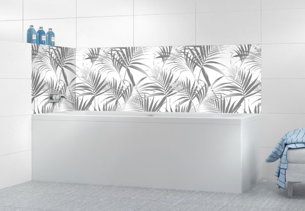 Panneau de bain Feuilles tropicales couleur Gris pierre